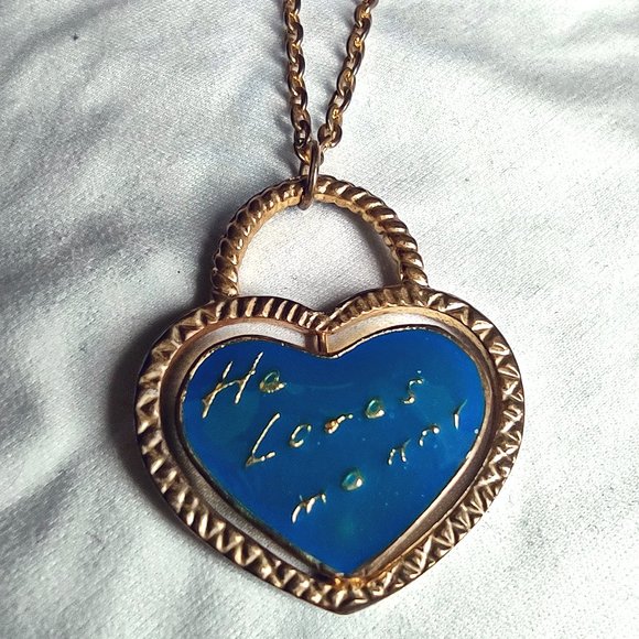 He Loves Me Heart Necklace REVERSIBLE - Picture 2 of 6
